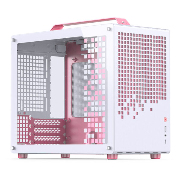 Jonsbo/Jonsplus Z20 PC-Gehäuse Pink/Weiß, kompakter Micro-ATX Mini-Tower mit Tragegriff und Glas-Seitenteil