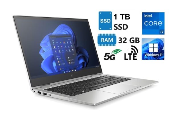 HP EliteBook x360 830 G8 Convertible Laptop mit Intel i7-1165G7, 32GB RAM, 1TB SSD, Touchscreen, 5G LTE, Windows 11