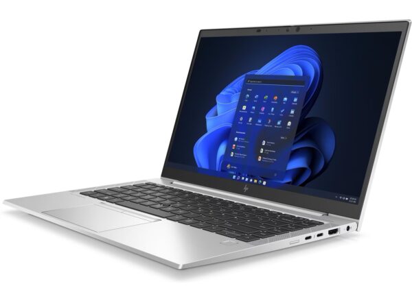 HP EliteBook 840 G8 Seitenansicht mit 2x Thunderbolt, HDMI, SIM-Slot und HP Stromanschluss HP EliteBook 840 G8 in Seitenansicht mit 2x Thunderbolt, SIM-Slot, HDMI-Anschluss und HP-Stromanschluss